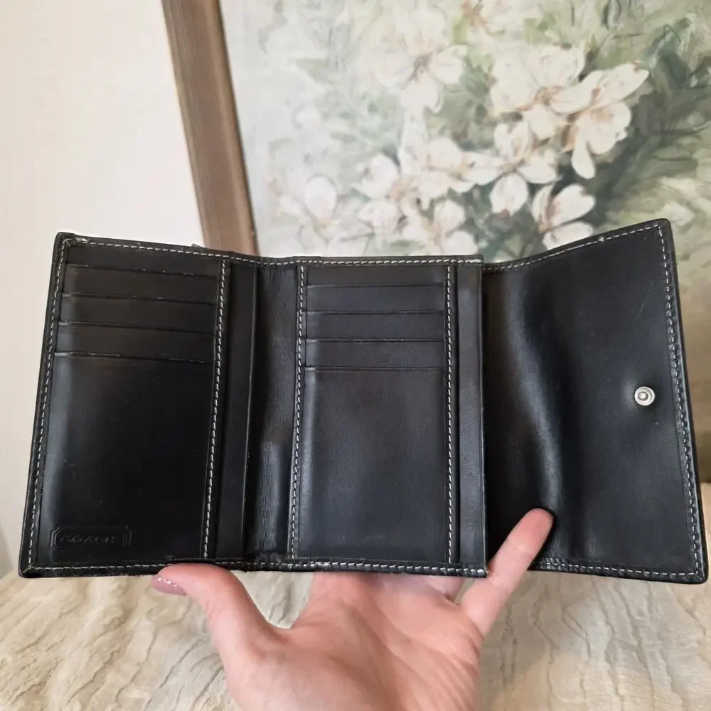 Coach Vintage Y2K Soho Flap Double Pocket Black Mini C Signature Matching Wallet